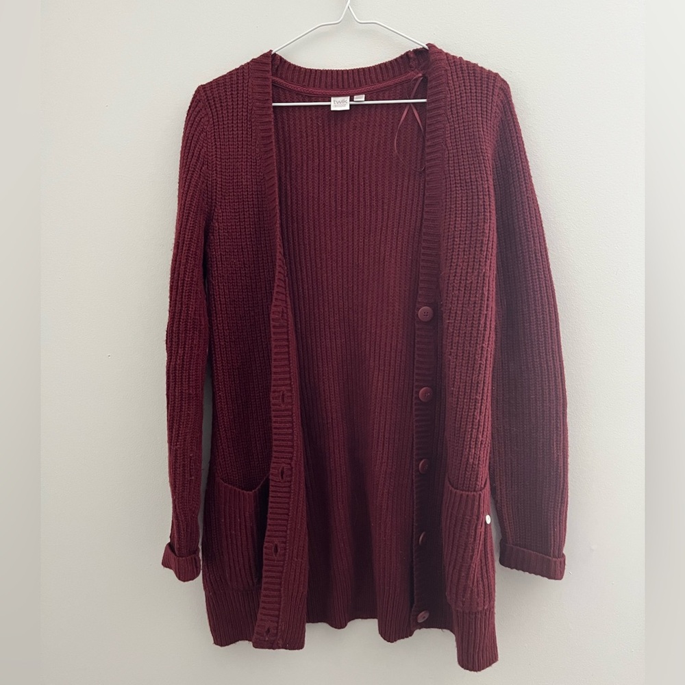 Women's Burgundy Cardigan Sweater
